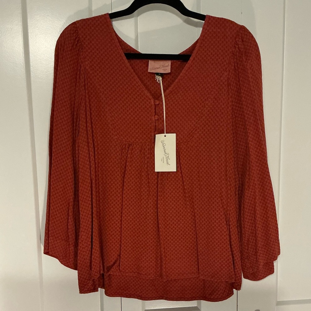 Universal Thread Rust V-Neck Blouse NWT - image 1